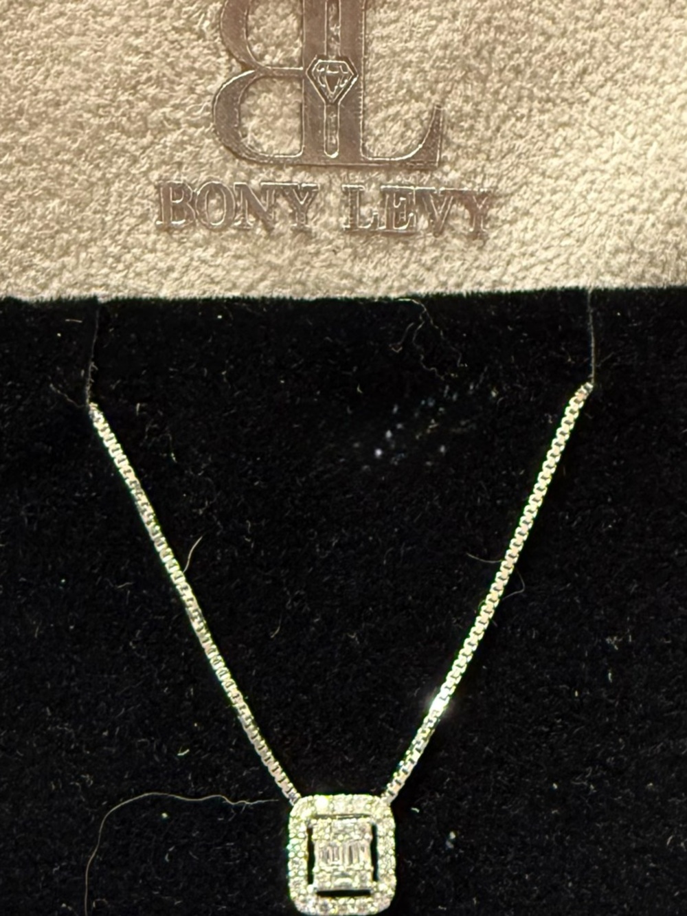 Bony Levy 18K White Gold Diamond Rectangle Pendant Necklace